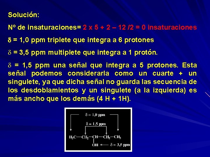 Solución: Nº de insaturaciones= 2 x 5 + 2 – 12 /2 = 0