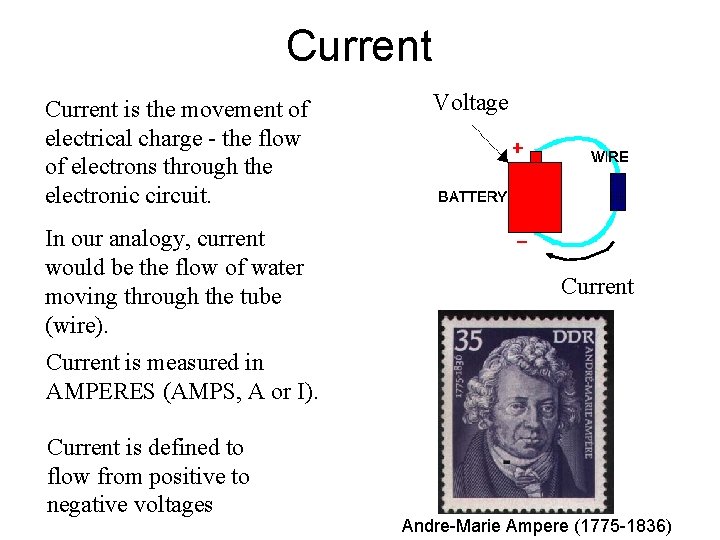 Current is the movement of electrical charge - the flow of electrons through the