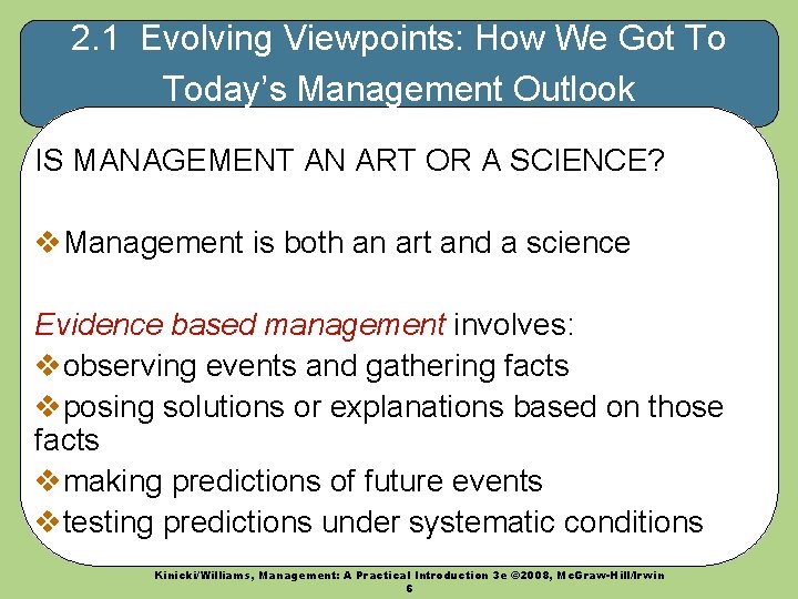 2. 1 Evolving Viewpoints: How We Got To Today’s Management Outlook IS MANAGEMENT AN