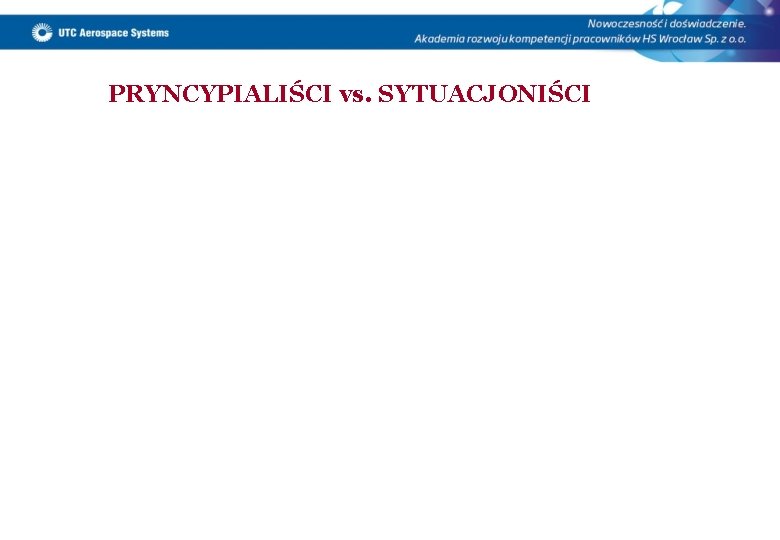 PRYNCYPIALIŚCI vs. SYTUACJONIŚCI 