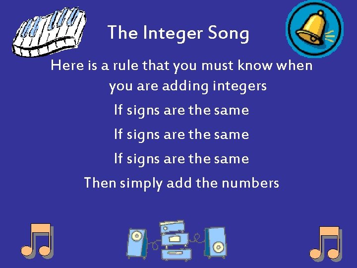 The Integer Song Here is a rule that you must know when you are