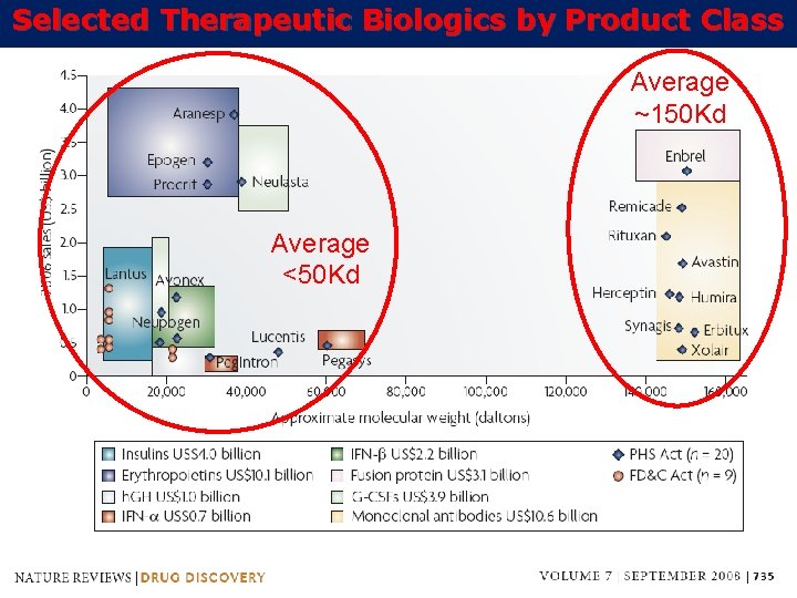 Selected Therapeutic Biologics by Product Class Average ~150 Kd Average <50 Kd 