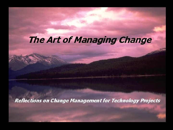 The Art of Managing Change Reflections on Change Management for Technology Projects 