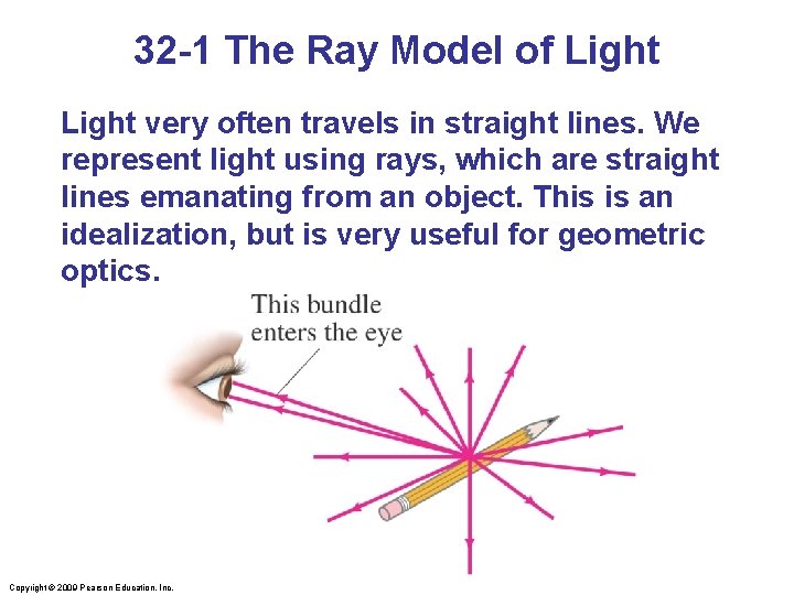 32 -1 The Ray Model of Light very often travels in straight lines. We