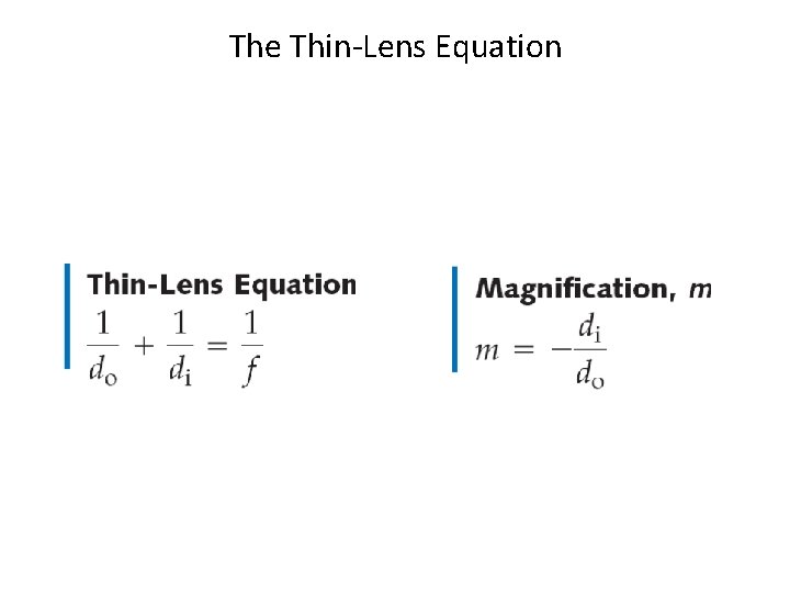 The Thin-Lens Equation 