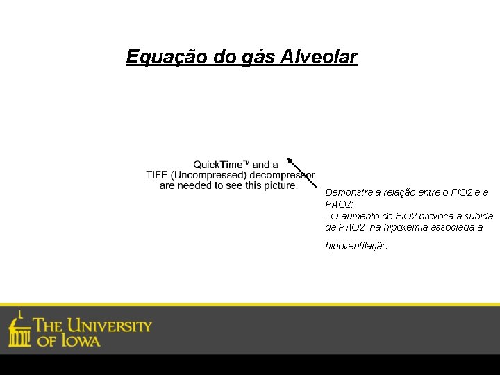 Equação do gás Alveolar Demonstra a relação entre o Fi. O 2 e a