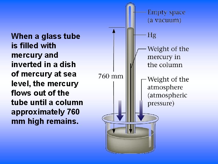 When a glass tube is filled with mercury and inverted in a dish of