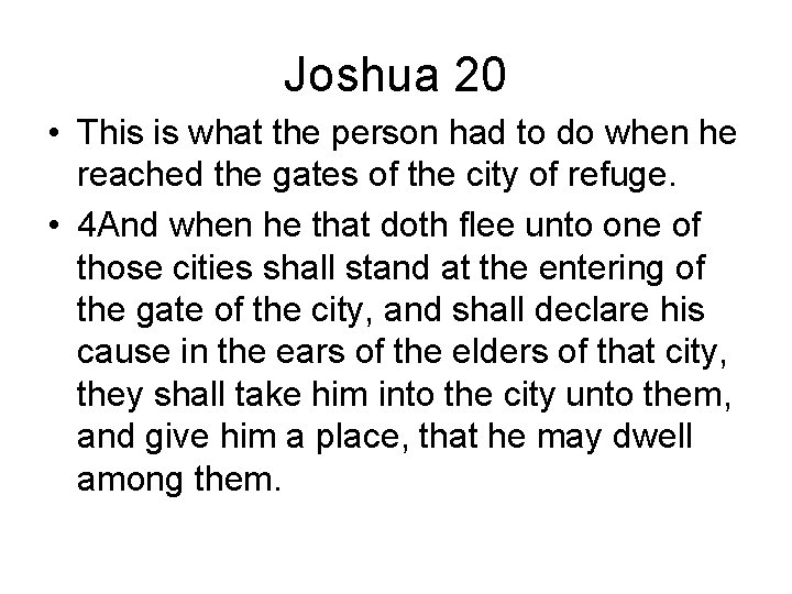 Joshua 20 • This is what the person had to do when he reached