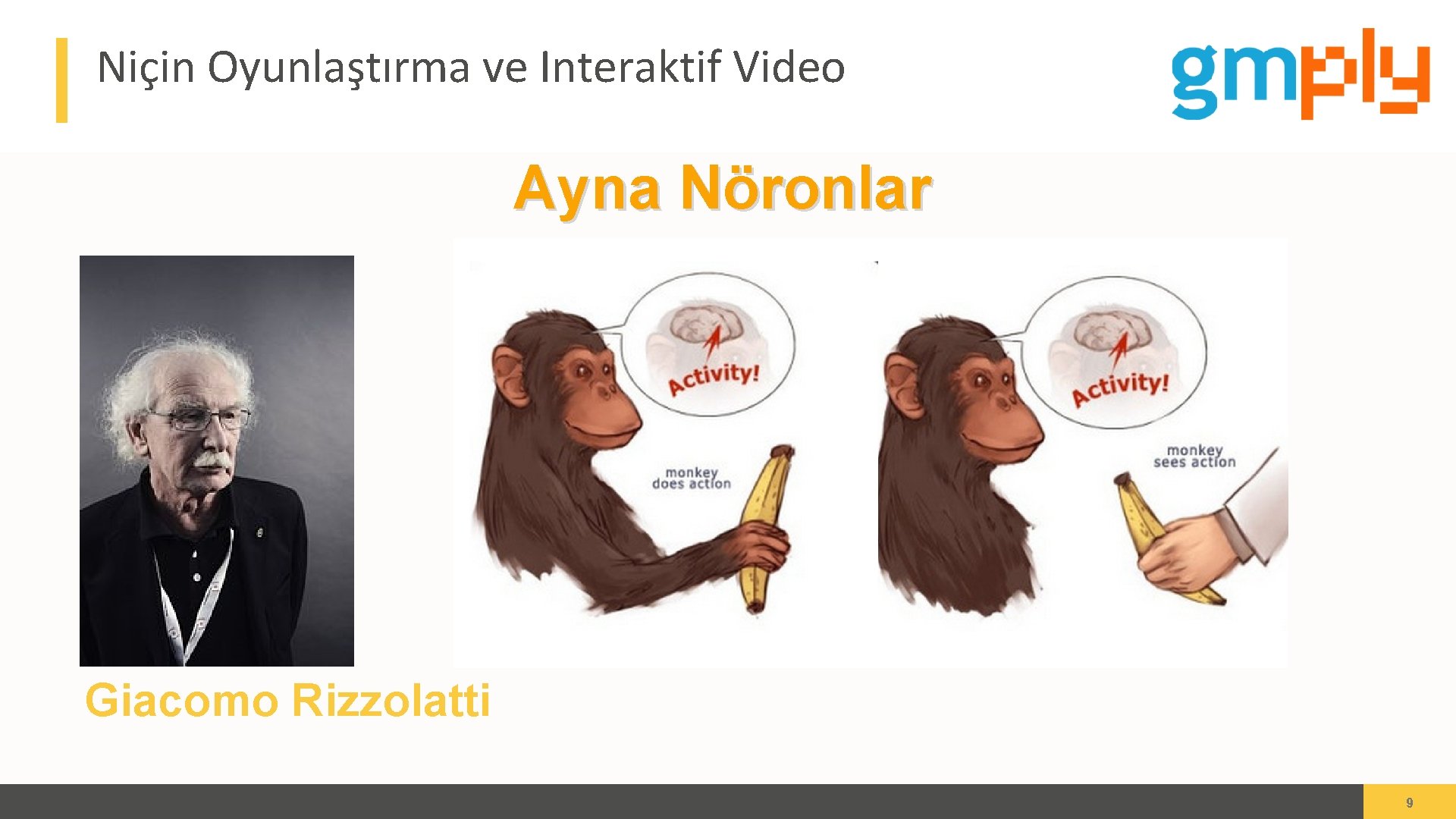 Niçin Oyunlaştırma ve Interaktif Video Ayna Nöronlar Giacomo Rizzolatti Advert keynote presentation - 2015