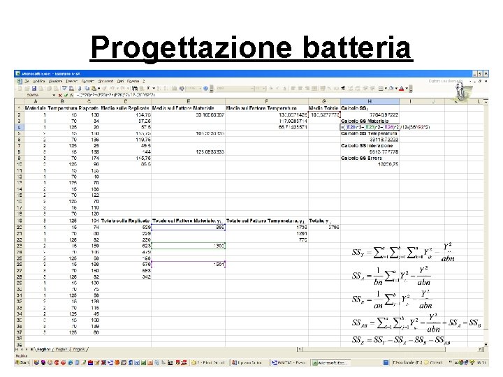 Progettazione batteria 