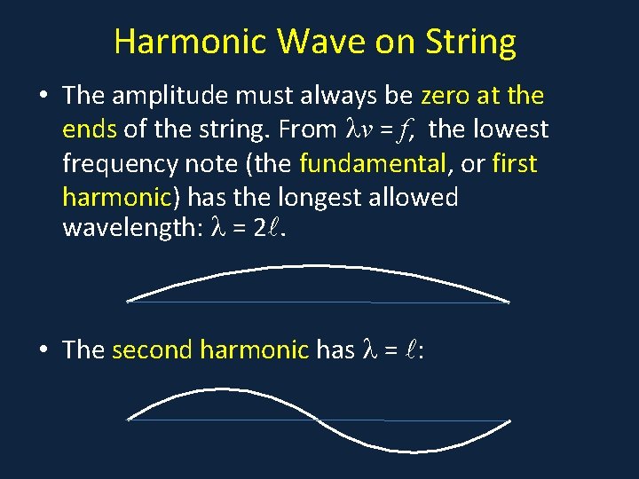 Harmonic Wave on String • The amplitude must always be zero at the ends