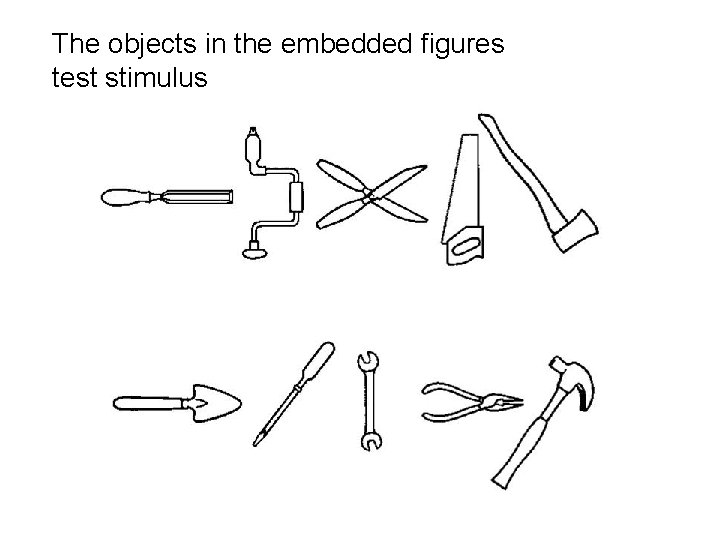 The objects in the embedded figures test stimulus 