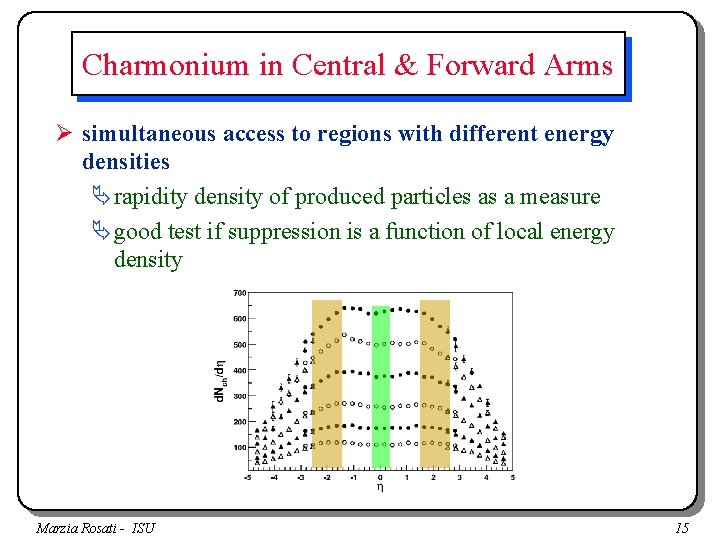 Charmonium in Central & Forward Arms Ø simultaneous access to regions with different energy