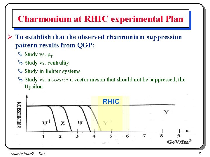 Charmonium at RHIC experimental Plan Ø To establish that the observed charmonium suppression pattern