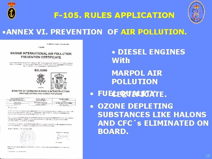 F-105. RULES APPLICATION • ANNEX VI. PREVENTION OF AIR POLLUTION. • DIESEL ENGINES With