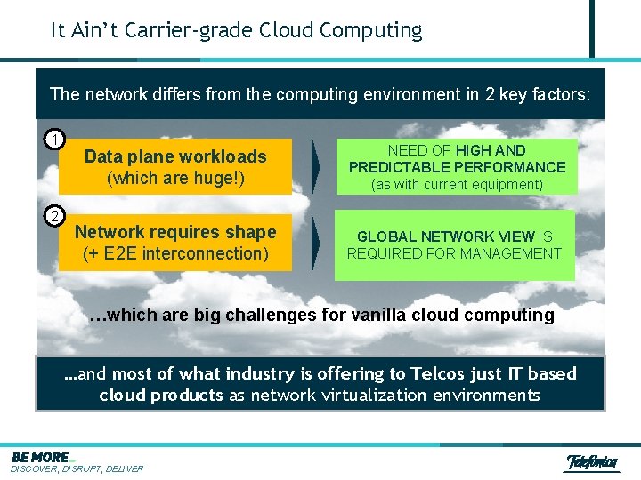 It Ain’t Carrier-grade Cloud Computing The network differs from the computing environment in 2