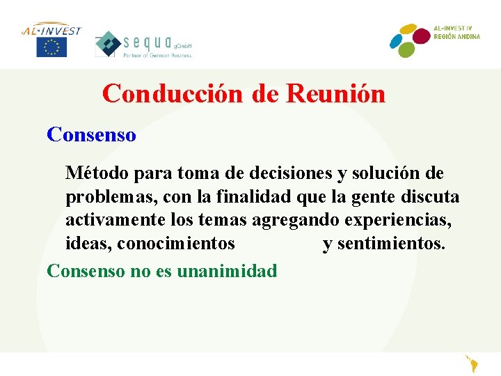 Conducción de Reunión Consenso Método para toma de decisiones y solución de problemas, con