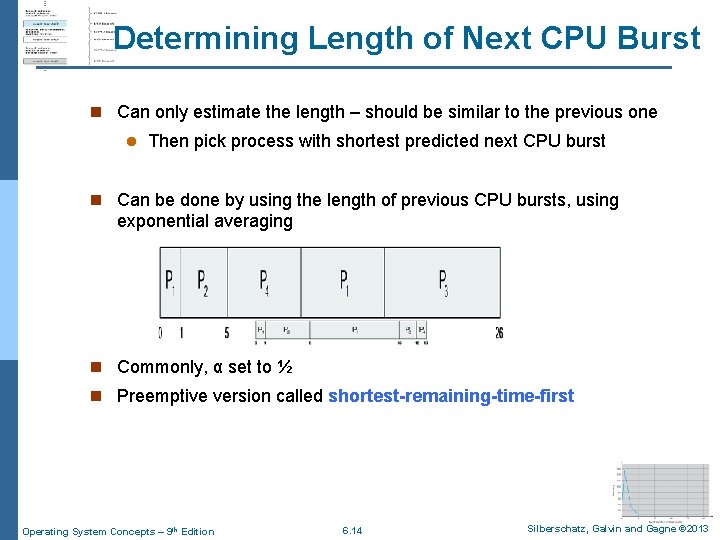 Determining Length of Next CPU Burst n Can only estimate the length – should