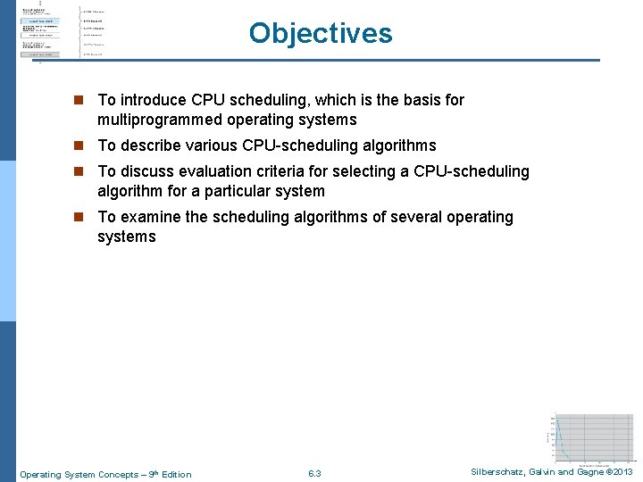 Objectives n To introduce CPU scheduling, which is the basis for multiprogrammed operating systems