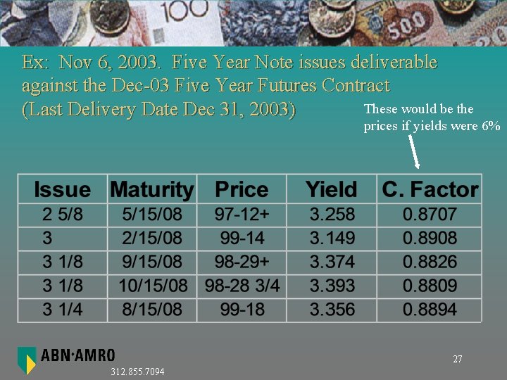 Ex: Nov 6, 2003. Five Year Note issues deliverable against the Dec-03 Five Year