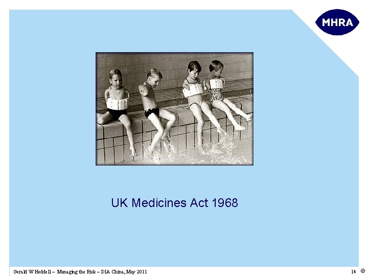 UK Medicines Act 1968 Gerald W Heddell – Managing the Risk – DIA China,