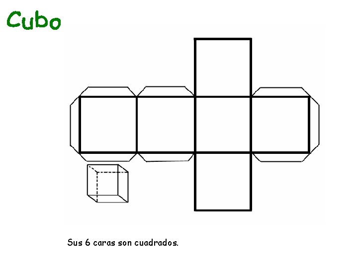 Sus 6 caras son cuadrados. Sus 6 caras son cuadrados.