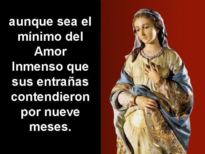 aunque sea el mínimo del Amor Inmenso que sus entrañas contendieron por nueve meses.