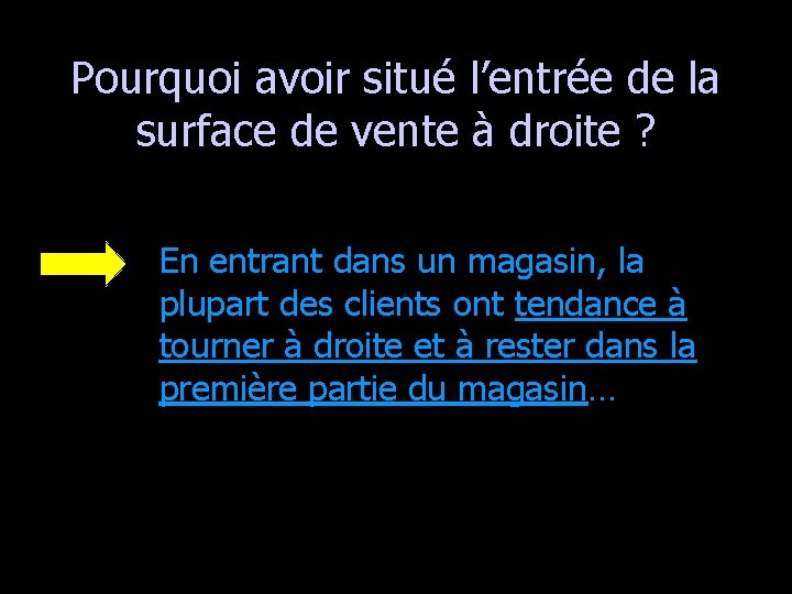 Pourquoi avoir situé l’entrée de la surface de vente à droite ? En entrant