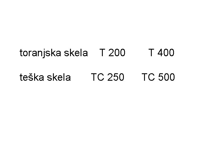 toranjska skela teška skela T 200 T 400 TC 250 TC 500 