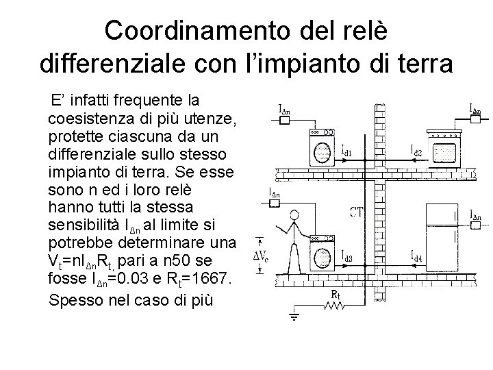 Coordinamento del relè differenziale con l’impianto di terra E’ infatti frequente la coesistenza di