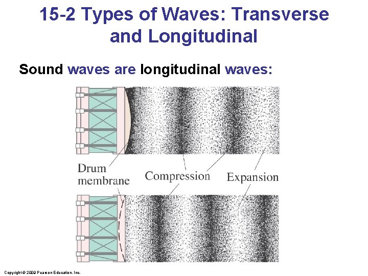 15 -2 Types of Waves: Transverse and Longitudinal Sound waves are longitudinal waves: Copyright