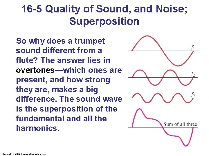 16 -5 Quality of Sound, and Noise; Superposition So why does a trumpet sound