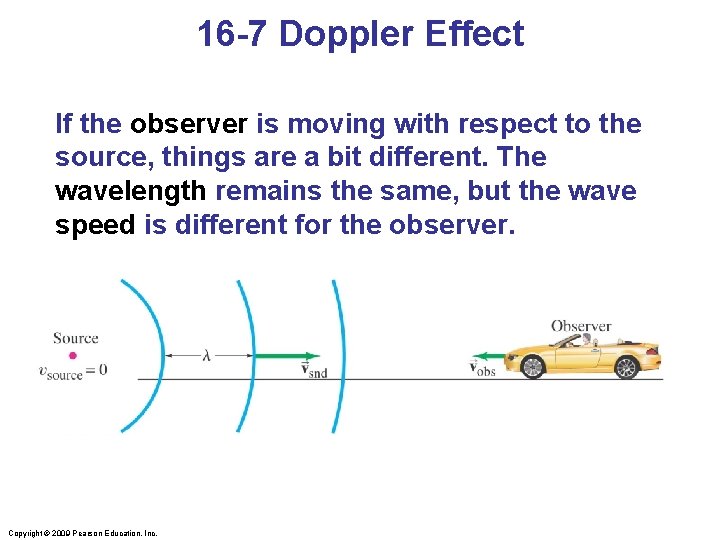 16 -7 Doppler Effect If the observer is moving with respect to the source,