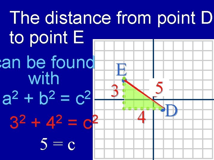 The distance from point D to point E can be found E with 5