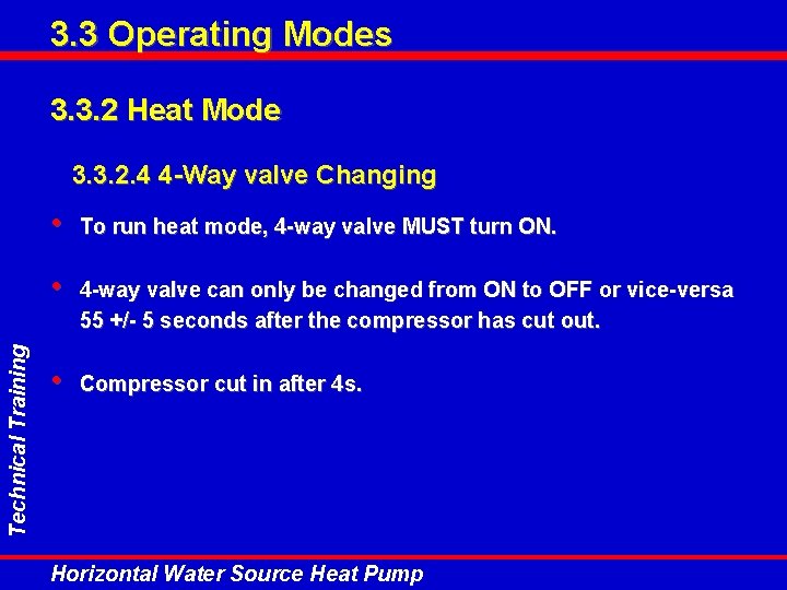 3. 3 Operating Modes 3. 3. 2 Heat Mode Technical Training 3. 3. 2. 3. 3 Operating Modes 3. 3. 2 Heat Mode Technical Training 3. 3. 2.