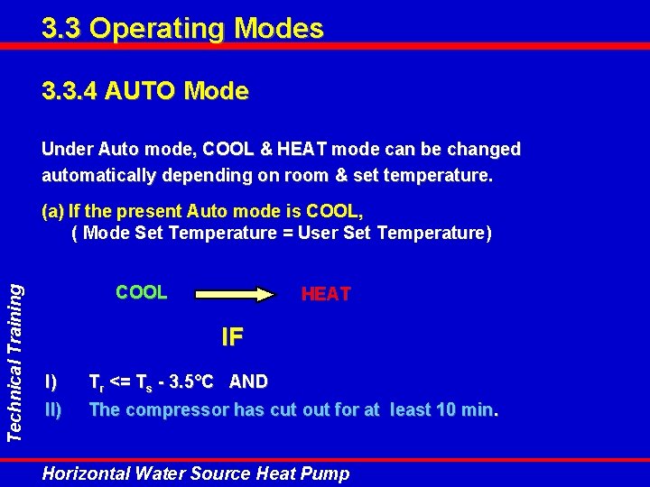 3. 3 Operating Modes 3. 3. 4 AUTO Mode Under Auto mode, COOL & 3. 3 Operating Modes 3. 3. 4 AUTO Mode Under Auto mode, COOL &