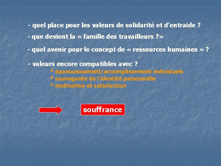 - quel place pour les valeurs de solidarité et d’entraide ? - que devient