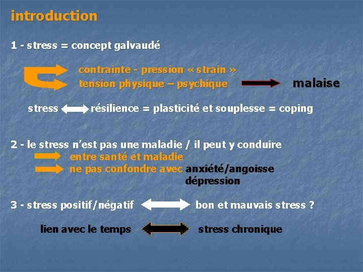 introduction 1 - stress = concept galvaudé contrainte - pression « strain » tension