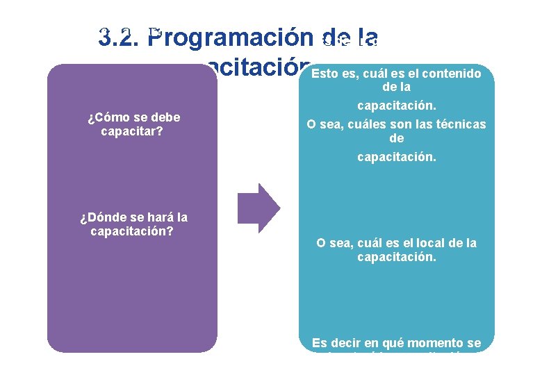 ¿En qué se debe capacitar? Es decir, quienes serán los 3. 2. Programación de