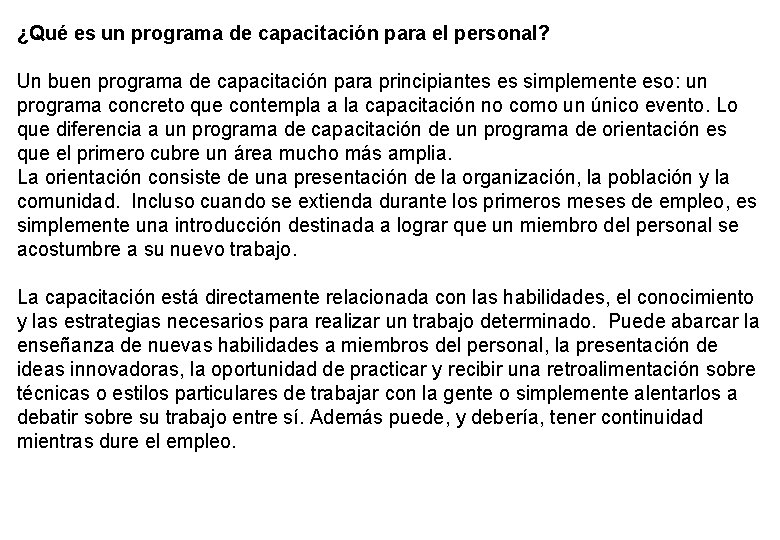 ¿Qué es un programa de capacitación para el personal? Un buen programa de capacitación