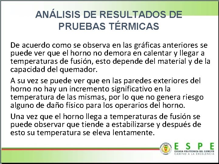 ANÁLISIS DE RESULTADOS DE PRUEBAS TÉRMICAS De acuerdo como se observa en las gráficas