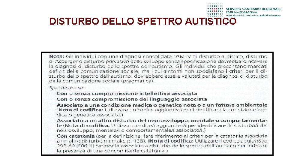 DISTURBO DELLO SPETTRO AUTISTICO 