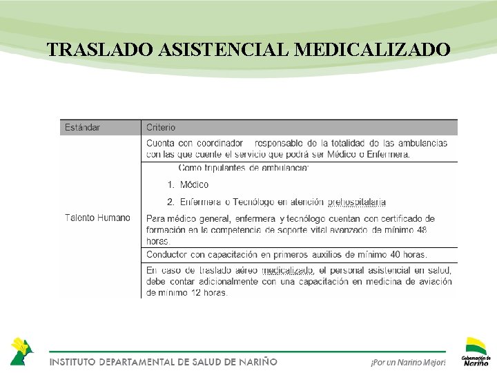 TRASLADO ASISTENCIAL MEDICALIZADO 