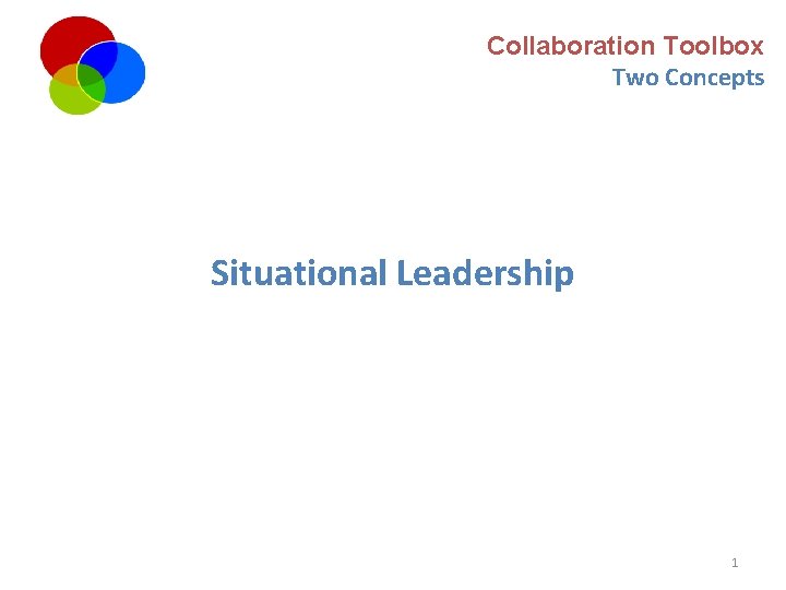 Collaboration Toolbox Two Concepts Situational Leadership 1 