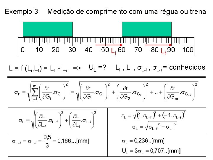 Exemplo 3: Medição de comprimento com uma régua ou trena 0 10 20 30