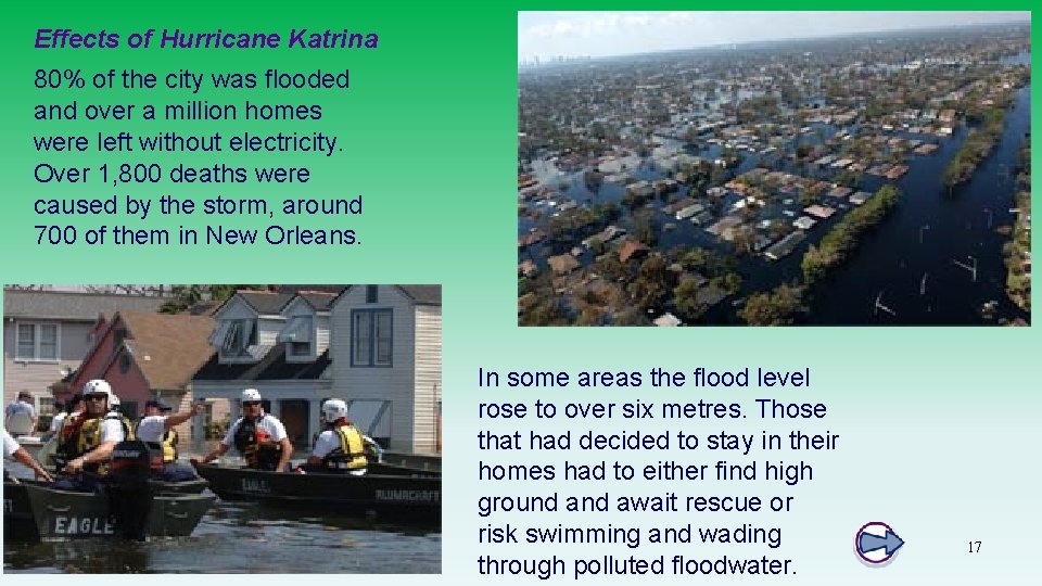 Effects of Hurricane Katrina 80% of the city was flooded and over a million