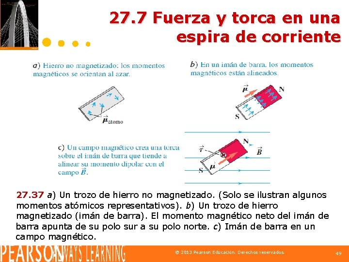 27. 7 Fuerza y torca en una espira de corriente 27. 37 a) Un