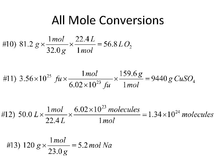 All Mole Conversions 