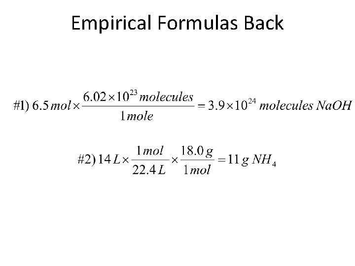 Empirical Formulas Back 