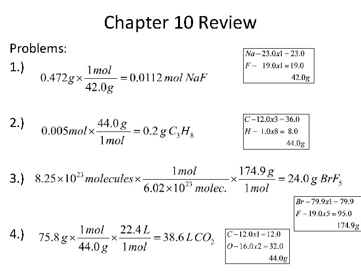 Chapter 10 Review Problems: 1. ) 2. ) 3. ) 4. ) 